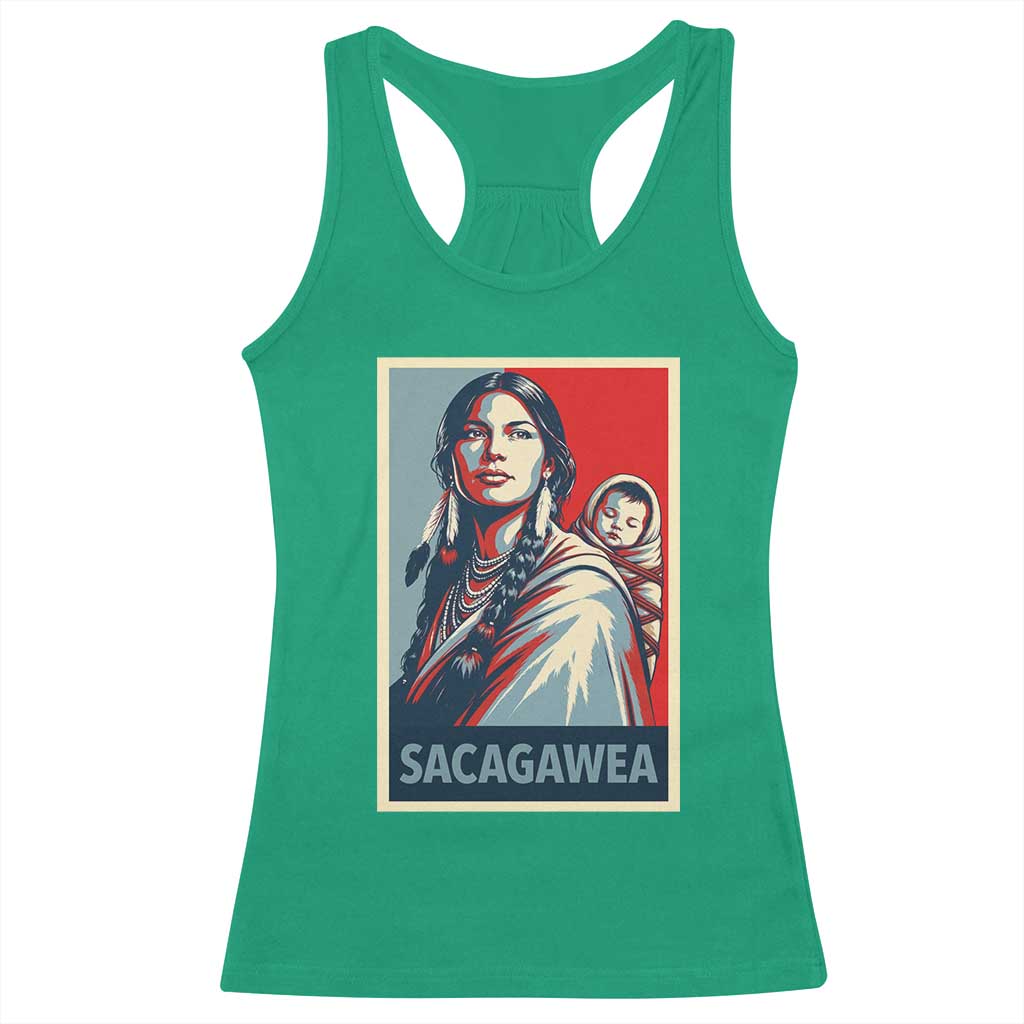 Womens History Month Sacagawea Racerback Tank Top Native American Heritage Graphic TS12 Irish Green Print Your Wear