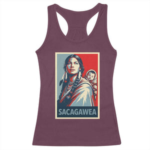 Womens History Month Sacagawea Racerback Tank Top Native American Heritage Graphic TS12 Maroon Print Your Wear