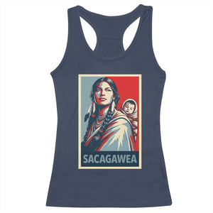 Womens History Month Sacagawea Racerback Tank Top Native American Heritage Graphic TS12 Navy Print Your Wear