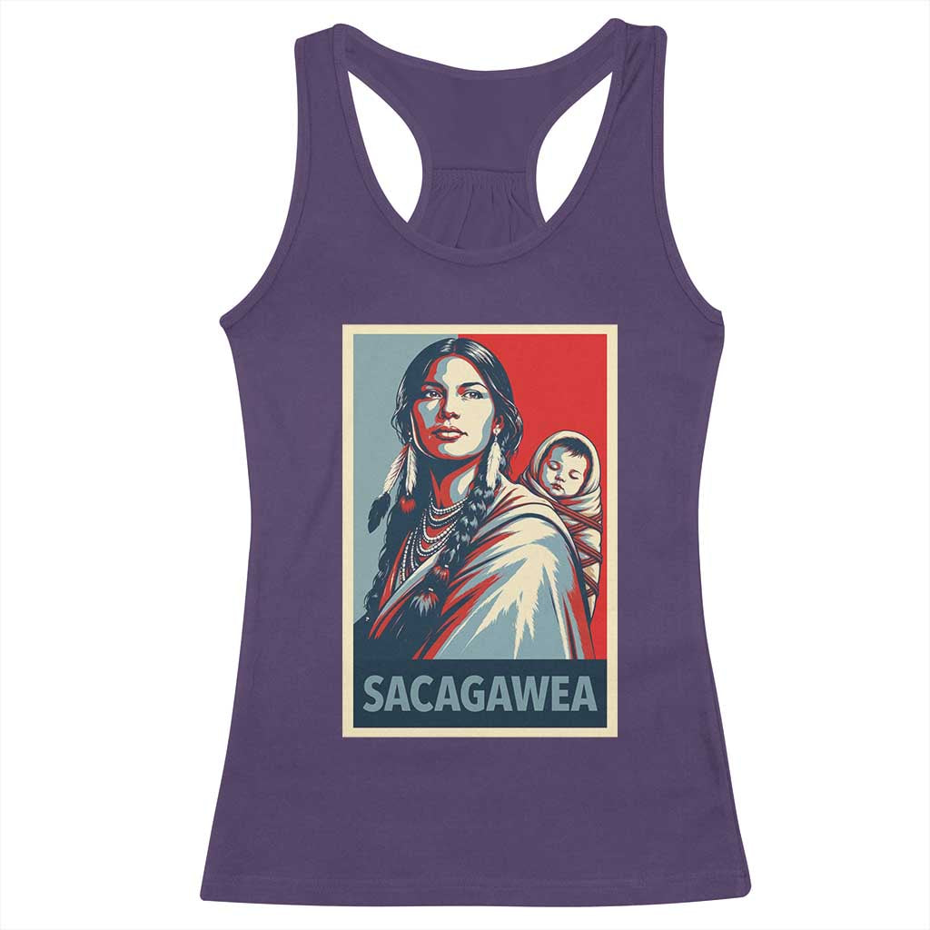 Womens History Month Sacagawea Racerback Tank Top Native American Heritage Graphic TS12 Purple Print Your Wear