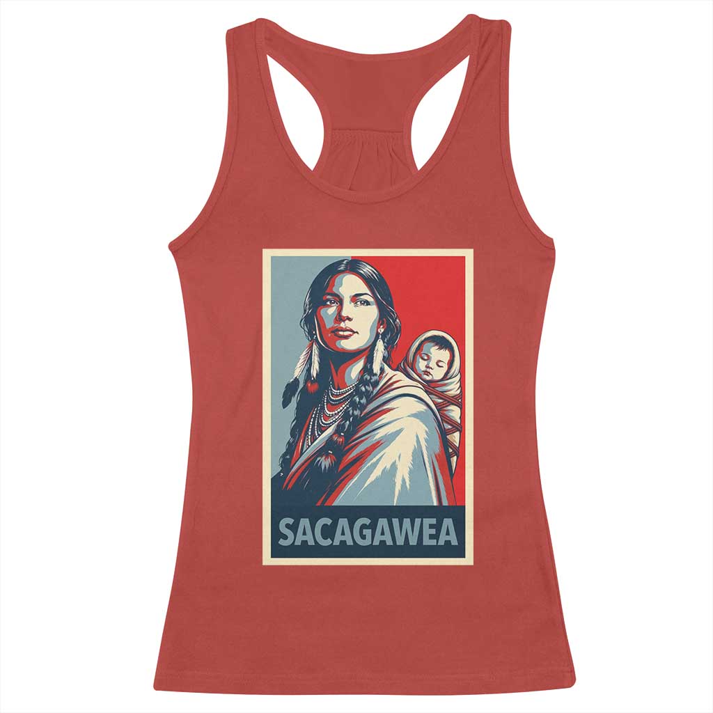 Womens History Month Sacagawea Racerback Tank Top Native American Heritage Graphic TS12 Red Print Your Wear