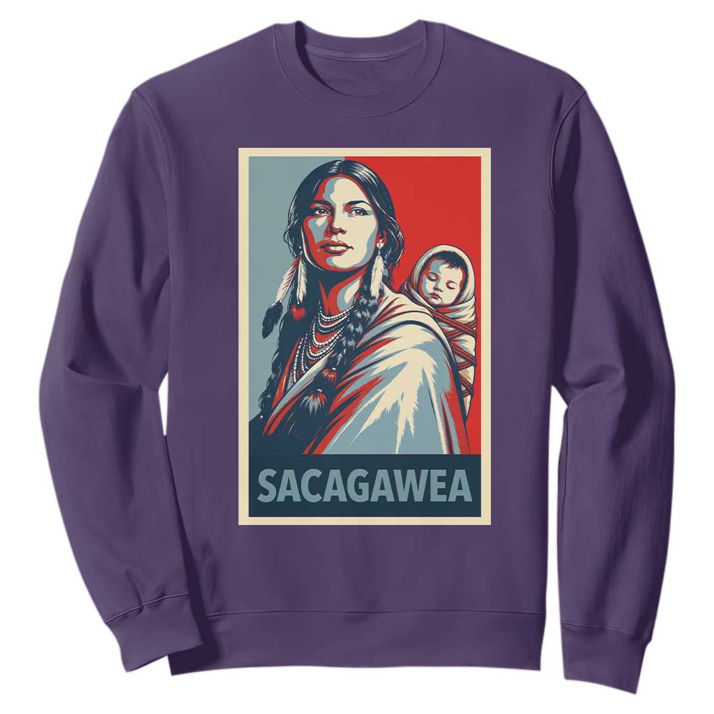 Womens History Month Sacagawea Sweatshirt Native American Heritage Graphic TS12 Purple Print Your Wear