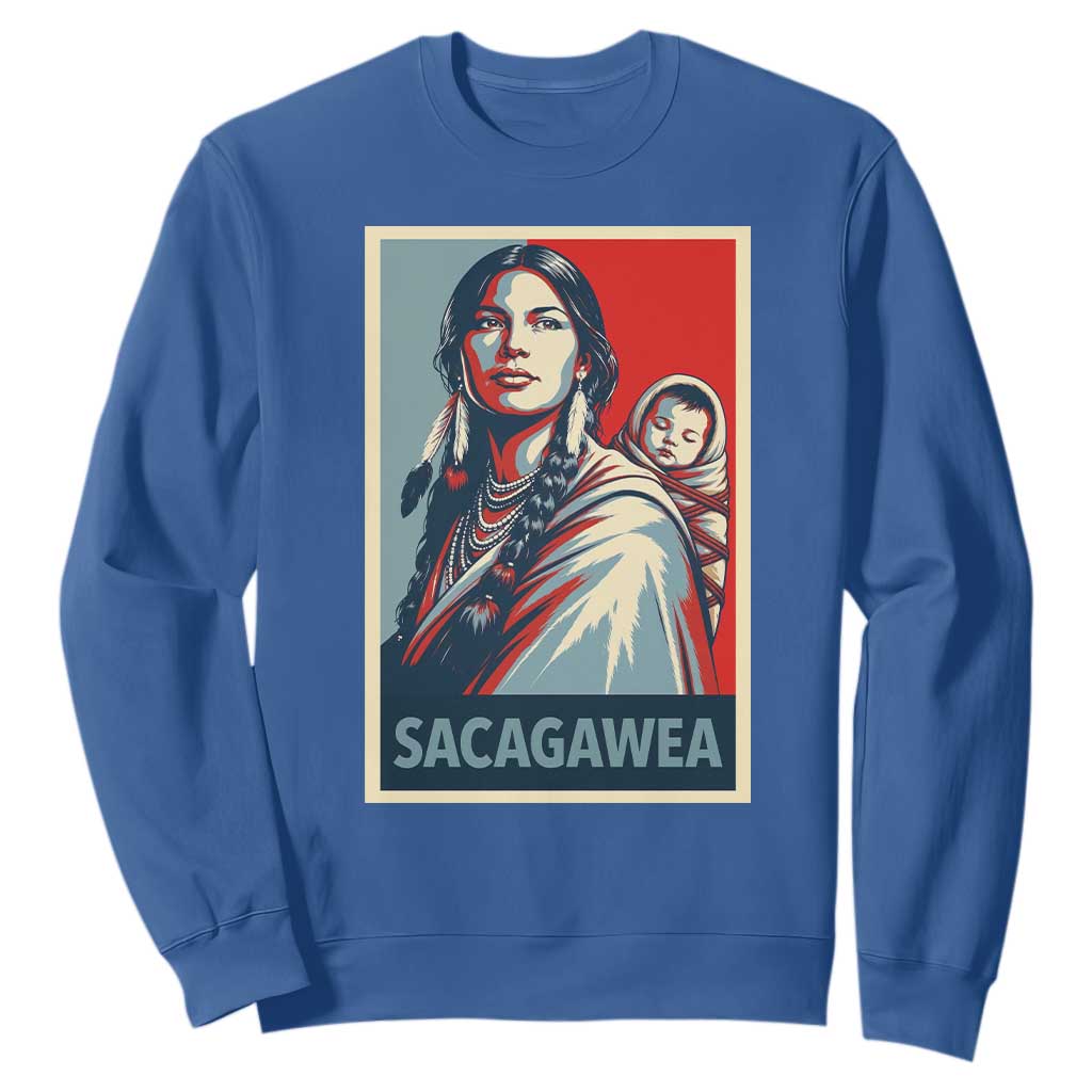 Womens History Month Sacagawea Sweatshirt Native American Heritage Graphic TS12 Royal Blue Print Your Wear