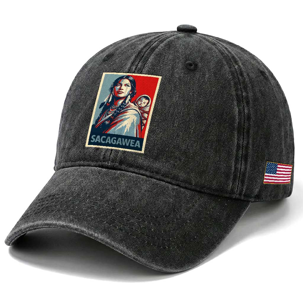 Womens History Month Sacagawea Washed Cotton Baseball Cap Native American Heritage Graphic TS12 Print Your Wear