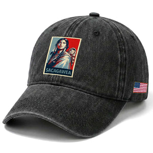 Womens History Month Sacagawea Washed Cotton Baseball Cap Native American Heritage Graphic TS12 Print Your Wear