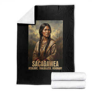 Sacagawea Native American Woman Throw Blanket Resilient Trailblazer Visionary TS12 Black Print Your Wear