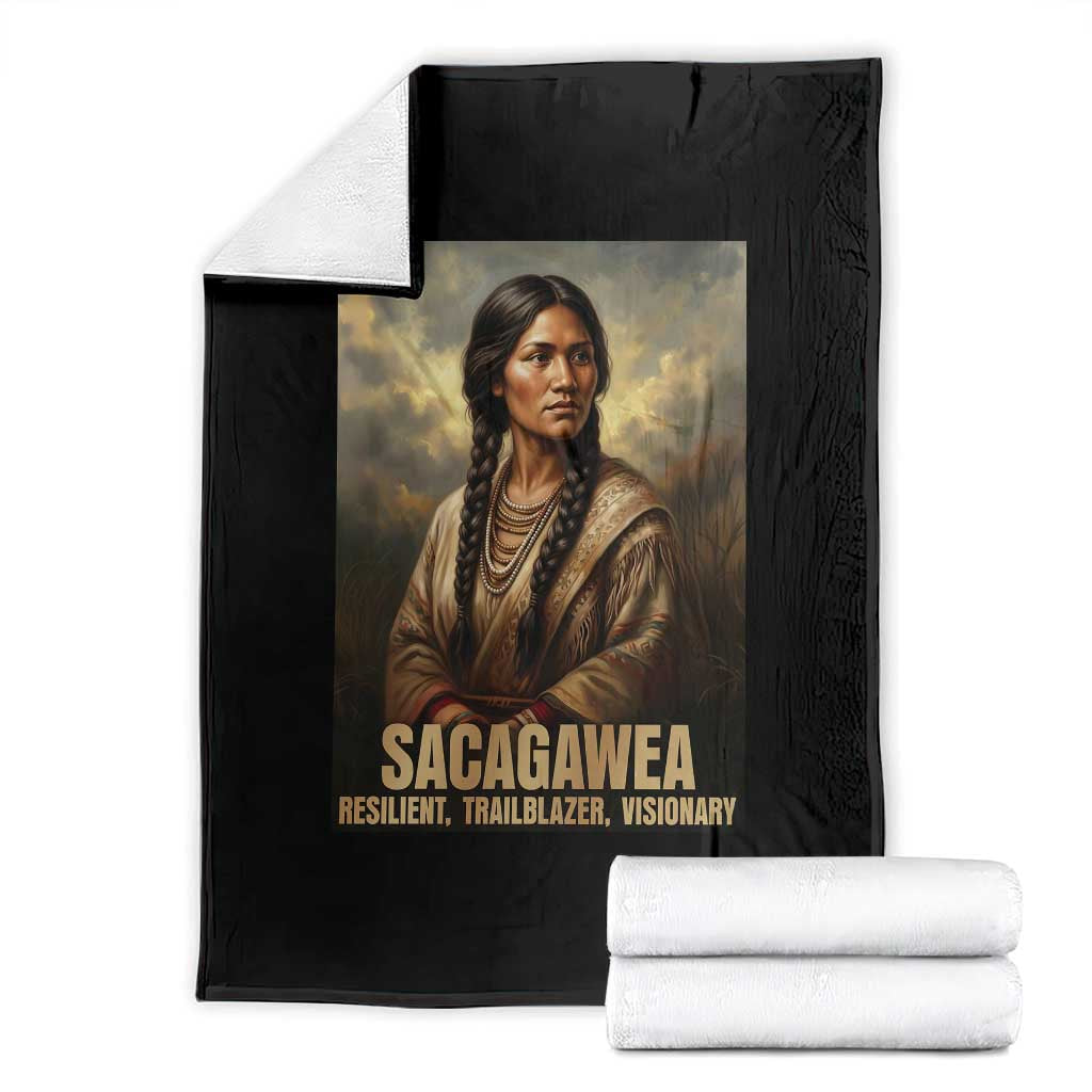 Sacagawea Native American Woman Throw Blanket Resilient Trailblazer Visionary TS12 Black Print Your Wear
