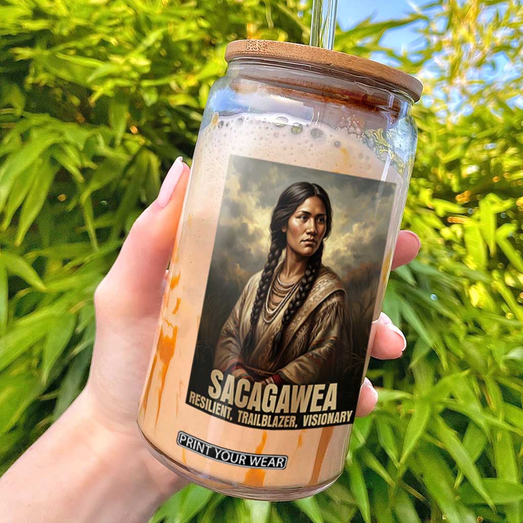 Sacagawea Native American Woman Glass Can Resilient Trailblazer Visionary TS12 Black Print Your Wear