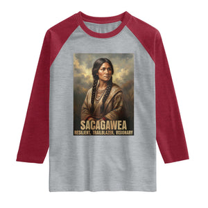 Sacagawea Native American Woman Raglan Shirt Resilient Trailblazer Visionary TS12 Heather Gray Heather Red Print Your Wear