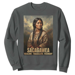 Sacagawea Native American Woman Sweatshirt Resilient Trailblazer Visionary TS12 Dark Heather Print Your Wear