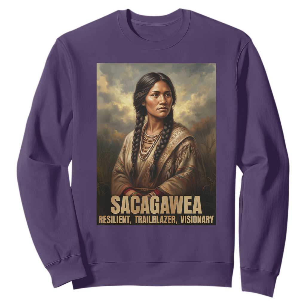 Sacagawea Native American Woman Sweatshirt Resilient Trailblazer Visionary TS12 Purple Print Your Wear