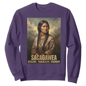 Sacagawea Native American Woman Sweatshirt Resilient Trailblazer Visionary TS12 Purple Print Your Wear