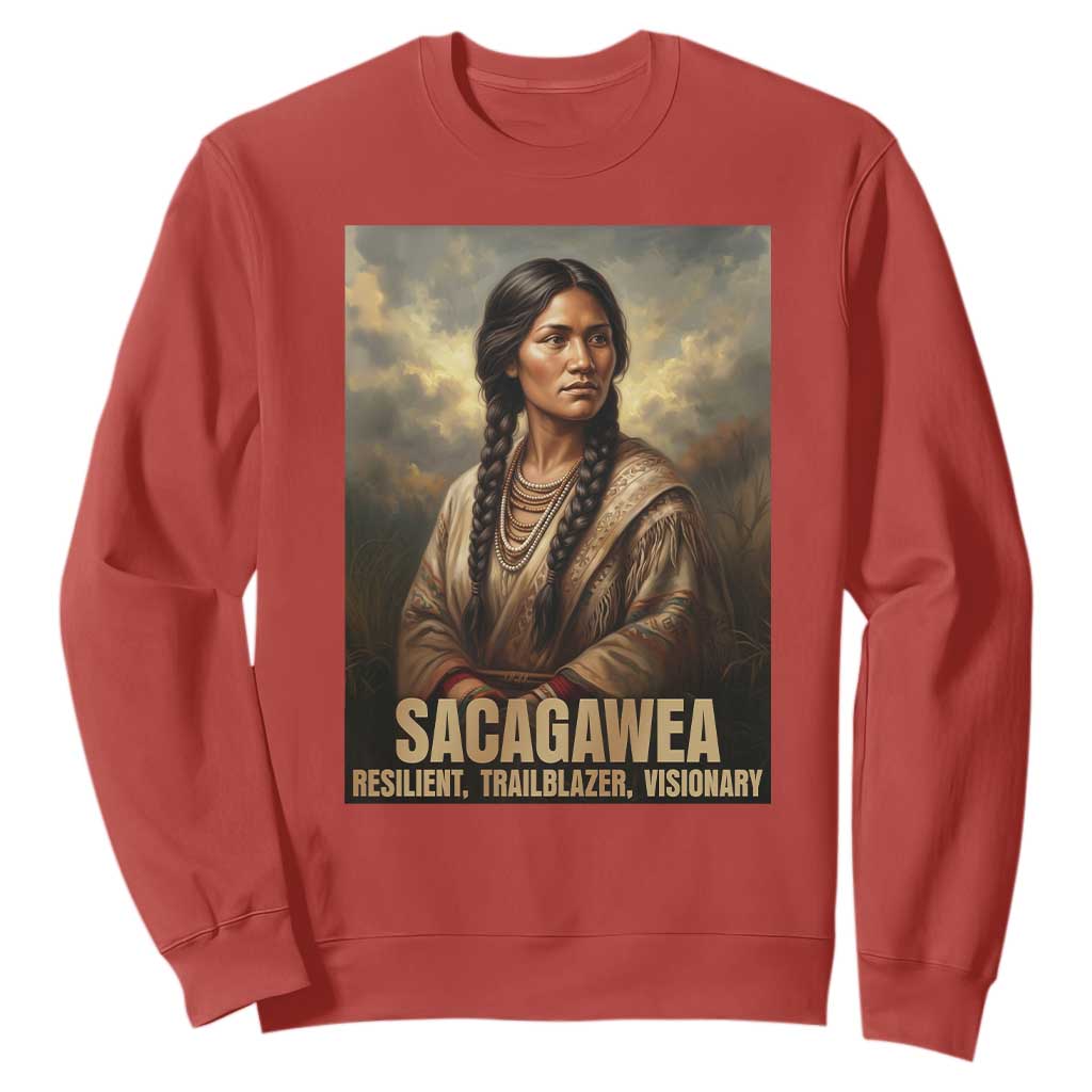 Sacagawea Native American Woman Sweatshirt Resilient Trailblazer Visionary TS12 Red Print Your Wear