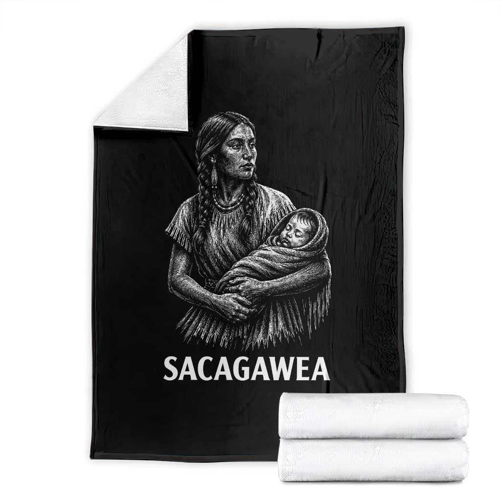 Sacagawea Throw Blanket Native American Womens History Month Graphic TS12 Black Print Your Wear