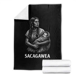 Sacagawea Throw Blanket Native American Womens History Month Graphic TS12 Black Print Your Wear