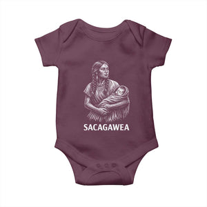 Sacagawea Baby Onesie Native American Womens History Month Graphic TS12 Maroon Print Your Wear