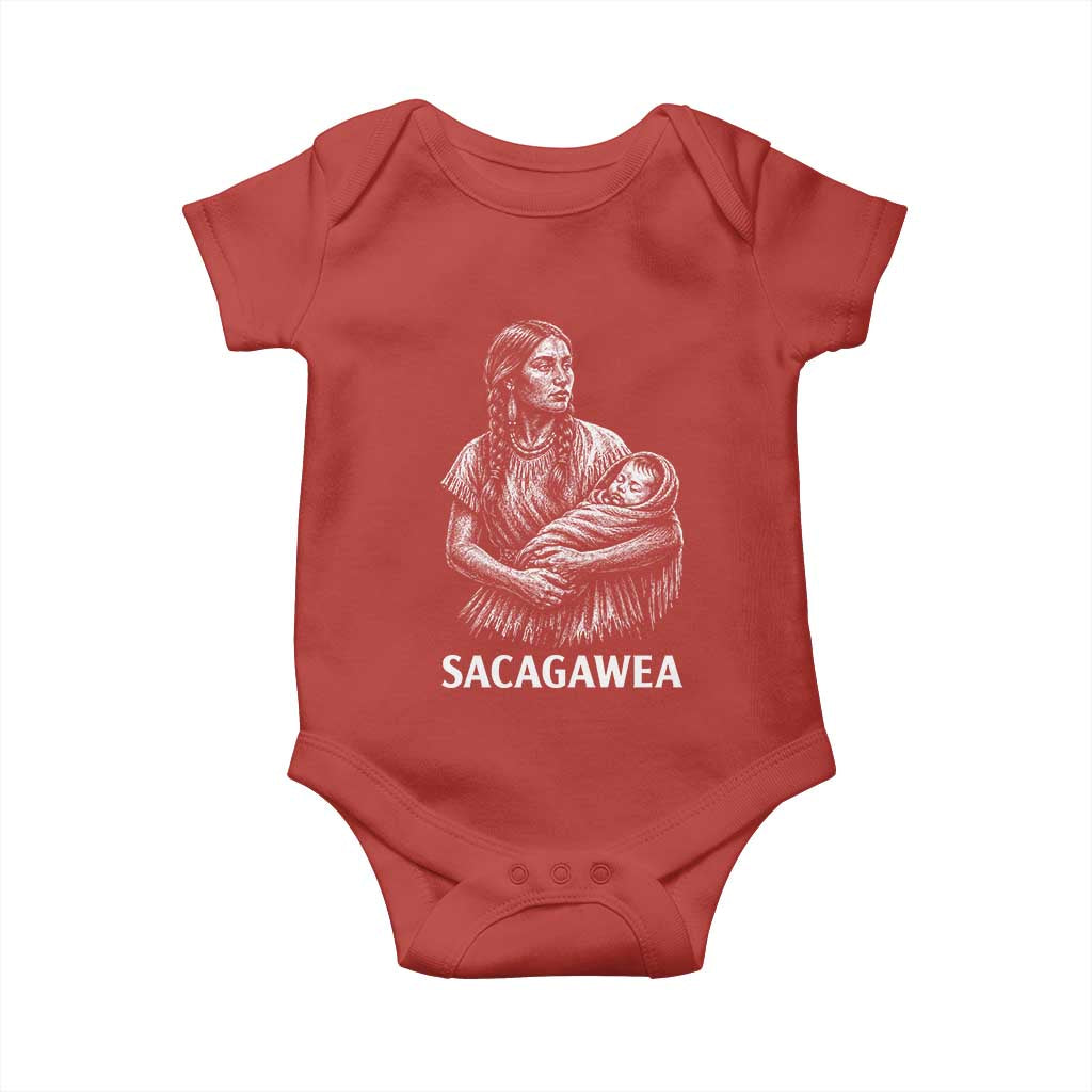 Sacagawea Baby Onesie Native American Womens History Month Graphic TS12 Red Print Your Wear