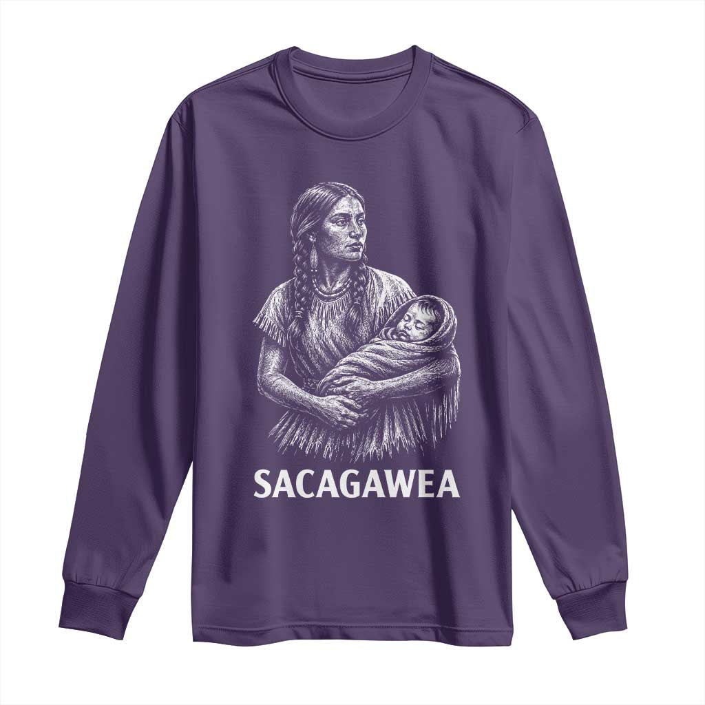 Sacagawea Long Sleeve Shirt Native American Womens History Month Graphic TS12 Purple Print Your Wear