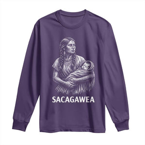 Sacagawea Long Sleeve Shirt Native American Womens History Month Graphic TS12 Purple Print Your Wear