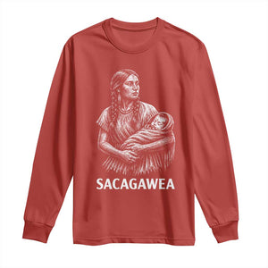 Sacagawea Long Sleeve Shirt Native American Womens History Month Graphic TS12 Red Print Your Wear