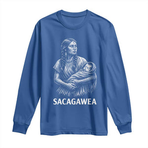 Sacagawea Long Sleeve Shirt Native American Womens History Month Graphic TS12 Royal Blue Print Your Wear