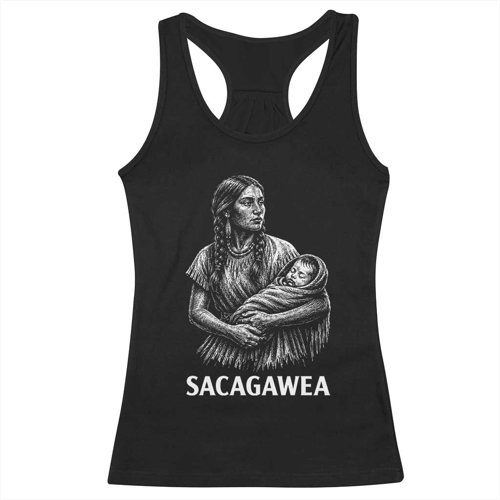 Sacagawea Racerback Tank Top Native American Womens History Month Graphic TS12 Black Print Your Wear