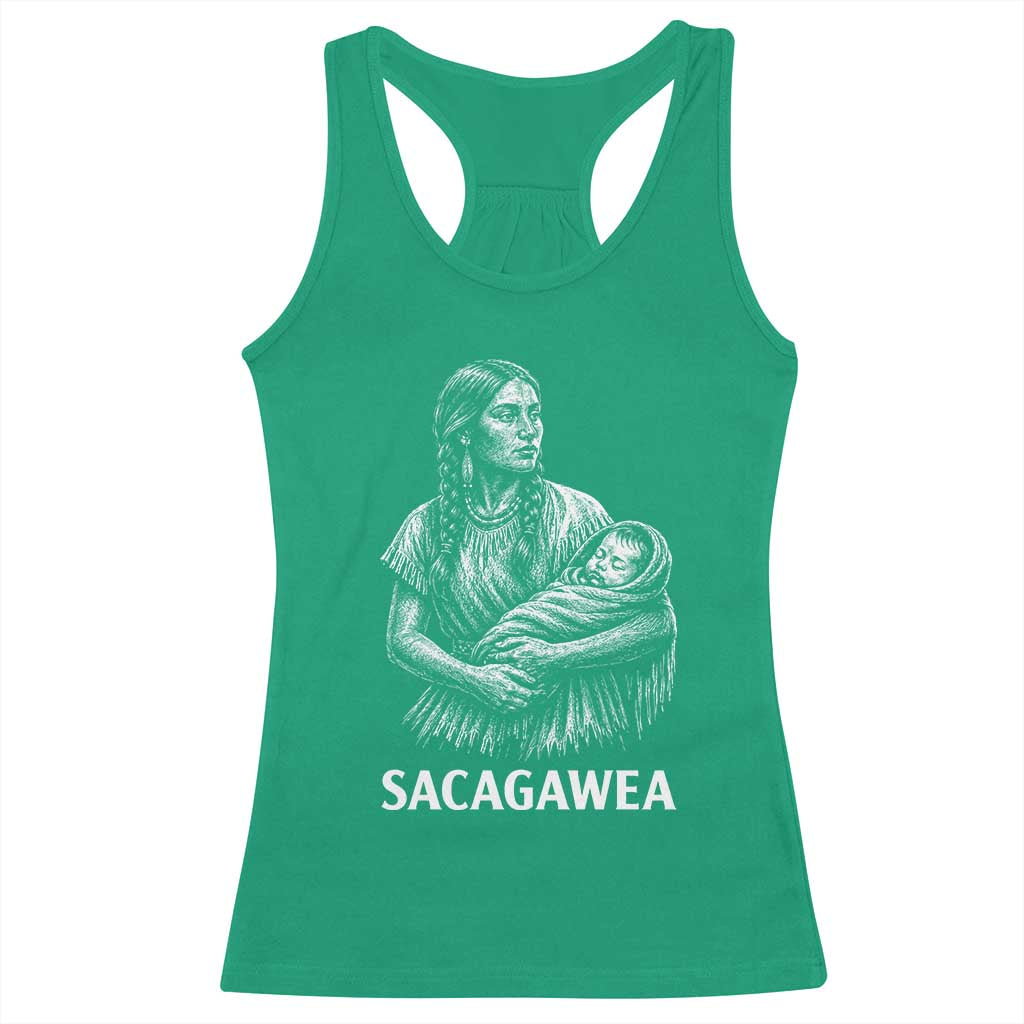 Sacagawea Racerback Tank Top Native American Womens History Month Graphic TS12 Irish Green Print Your Wear