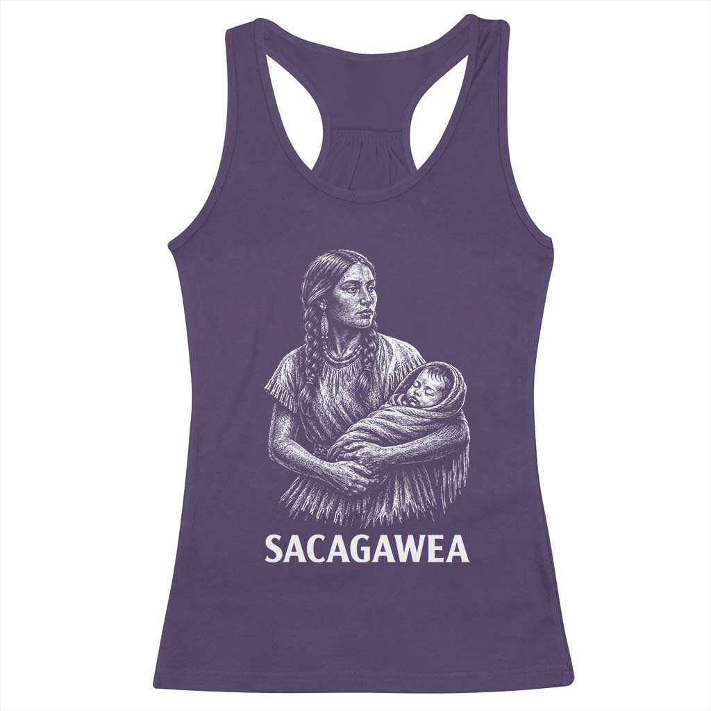 Sacagawea Racerback Tank Top Native American Womens History Month Graphic TS12 Purple Print Your Wear