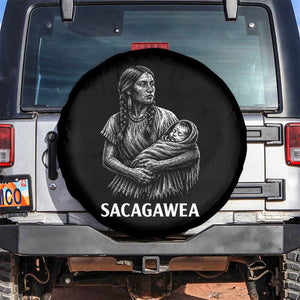 Sacagawea Spare Tire Cover Native American Womens History Month Graphic TS12 No hole Black Print Your Wear