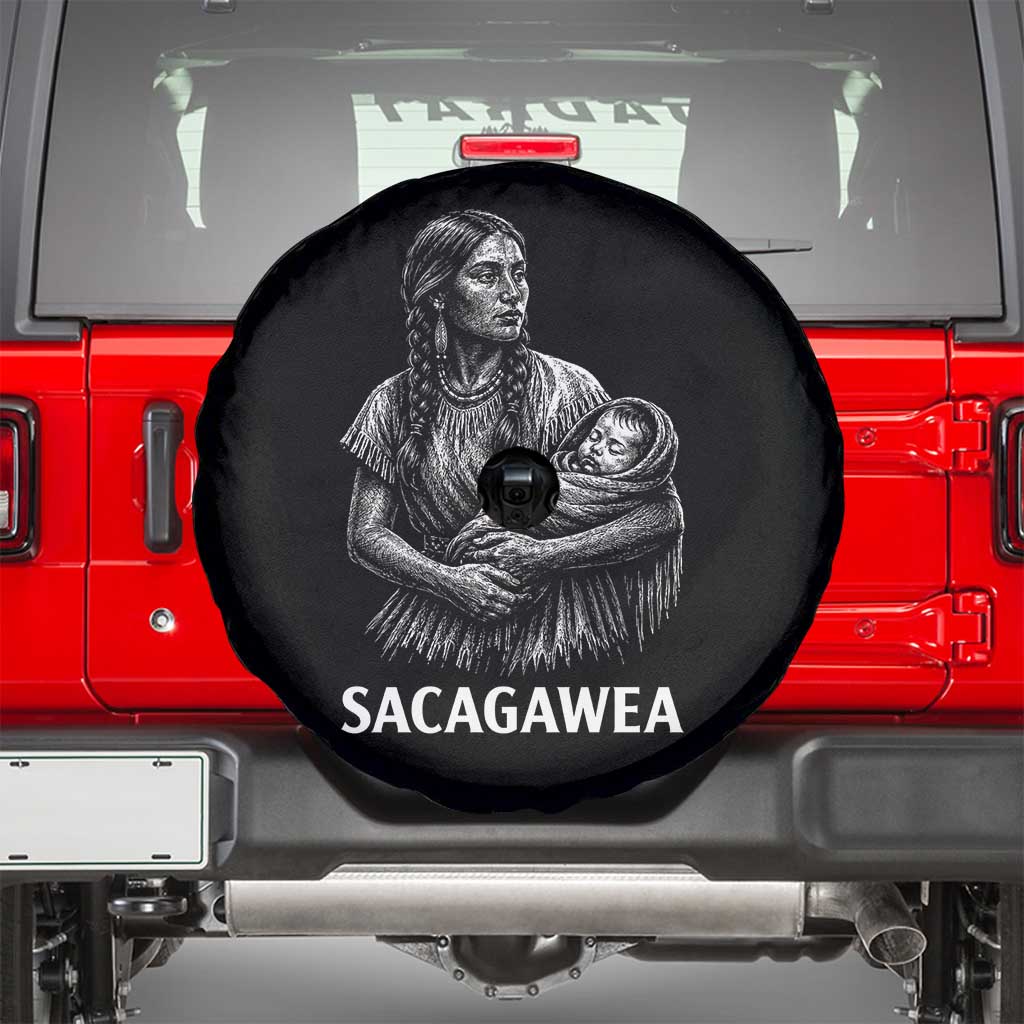 Sacagawea Spare Tire Cover Native American Womens History Month Graphic TS12 Black Print Your Wear