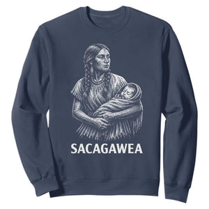 Sacagawea Sweatshirt Native American Womens History Month Graphic TS12 Navy Print Your Wear