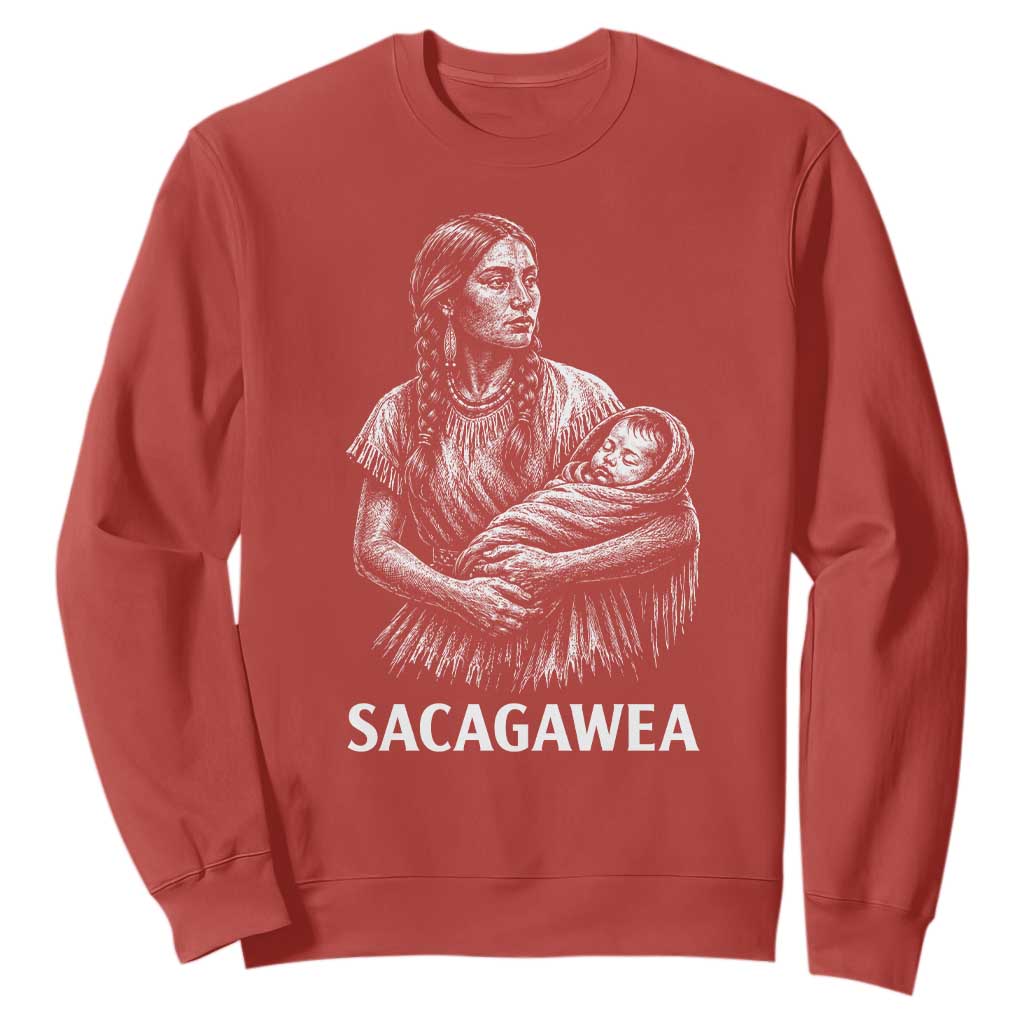 Sacagawea Sweatshirt Native American Womens History Month Graphic TS12 Red Print Your Wear
