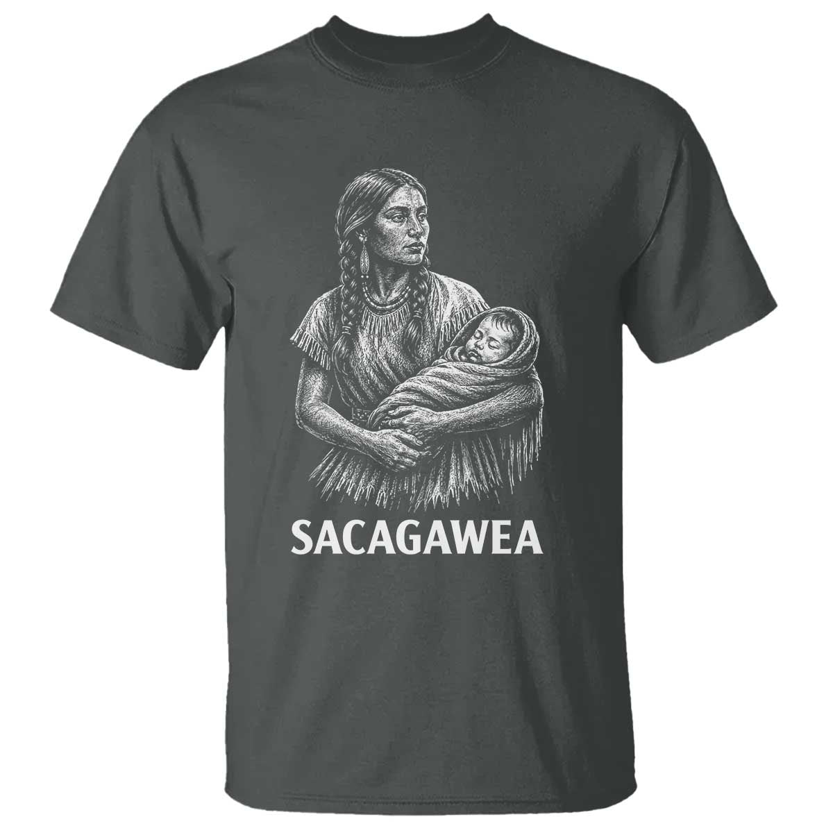 Sacagawea T Shirt Native American Womens History Month Graphic TS12 Dark Heather Print Your Wear