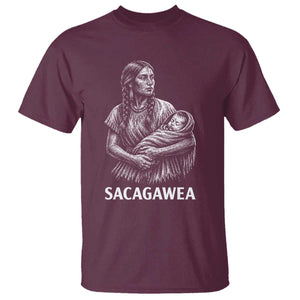 Sacagawea T Shirt Native American Womens History Month Graphic TS12 Maroon Print Your Wear