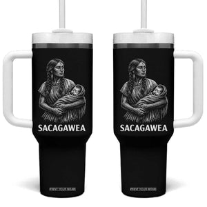 Sacagawea Tumbler With Handle Native American Womens History Month Graphic TS12 One Size: 40 oz Black Print Your Wear