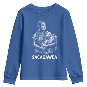 Sacagawea Youth Sweatshirt Native American Womens History Month Graphic TS12 Royal Blue Print Your Wear