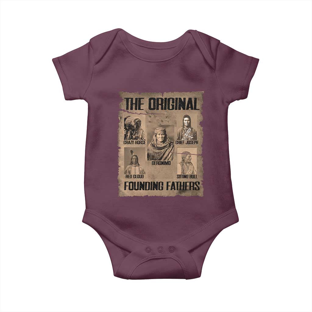 The Original Founding Fathers Baby Onesie Native American Indigenous Leaders Graphic TS12 Maroon Print Your Wear
