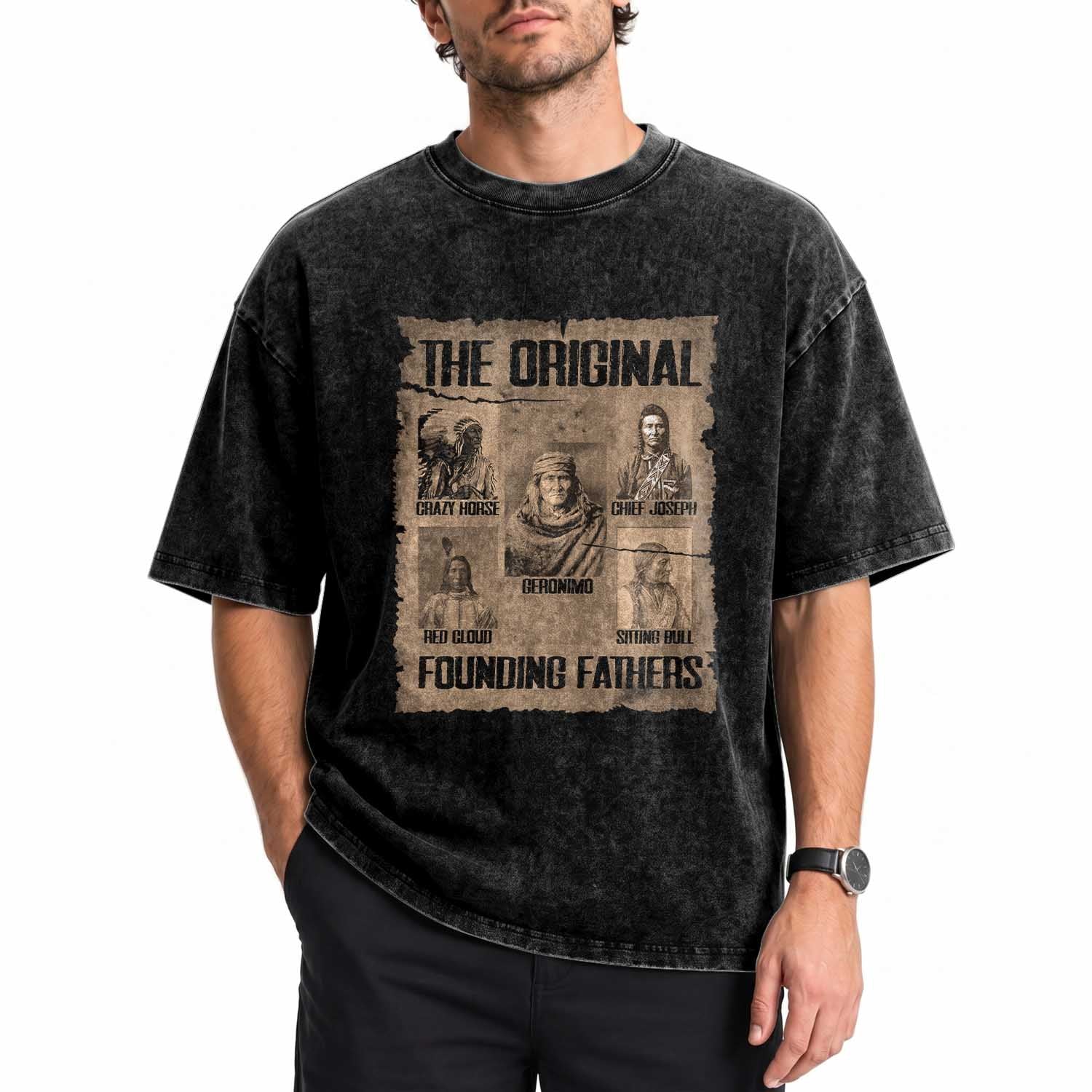 The Original Founding Fathers Washed Cotton T-Shirt Native American Indigenous Leaders Graphic