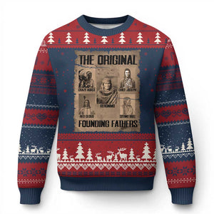 The Original Founding Fathers Ugly Christmas Sweater Native American Indigenous Leaders Graphic TS12 Navy Red Print Your Wear