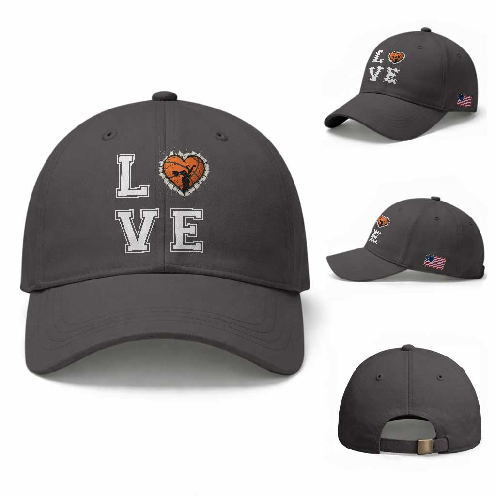 Love Basketball Baseball Cap Cracked Ball Graphic For Sport Lover TS12 Baseball Cap Universal Fit Dark Gray Print Your Wear