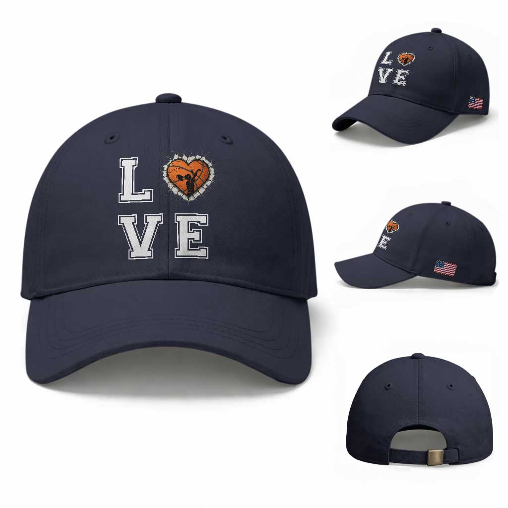 Love Basketball Baseball Cap Cracked Ball Graphic For Sport Lover TS12 Baseball Cap Universal Fit Navy Print Your Wear