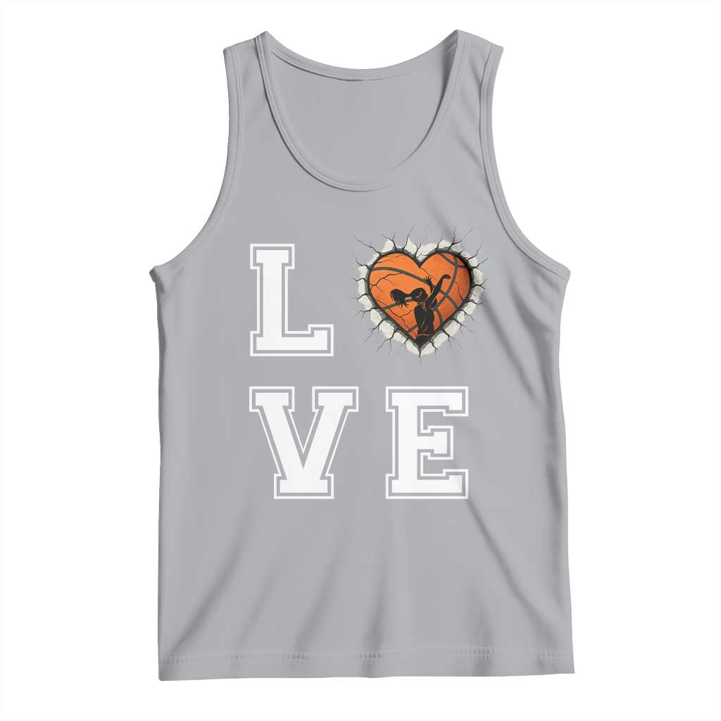 Love Basketball Tank Top Cracked Ball Graphic For Sport Lover TS12 Athletic Heather Print Your Wear