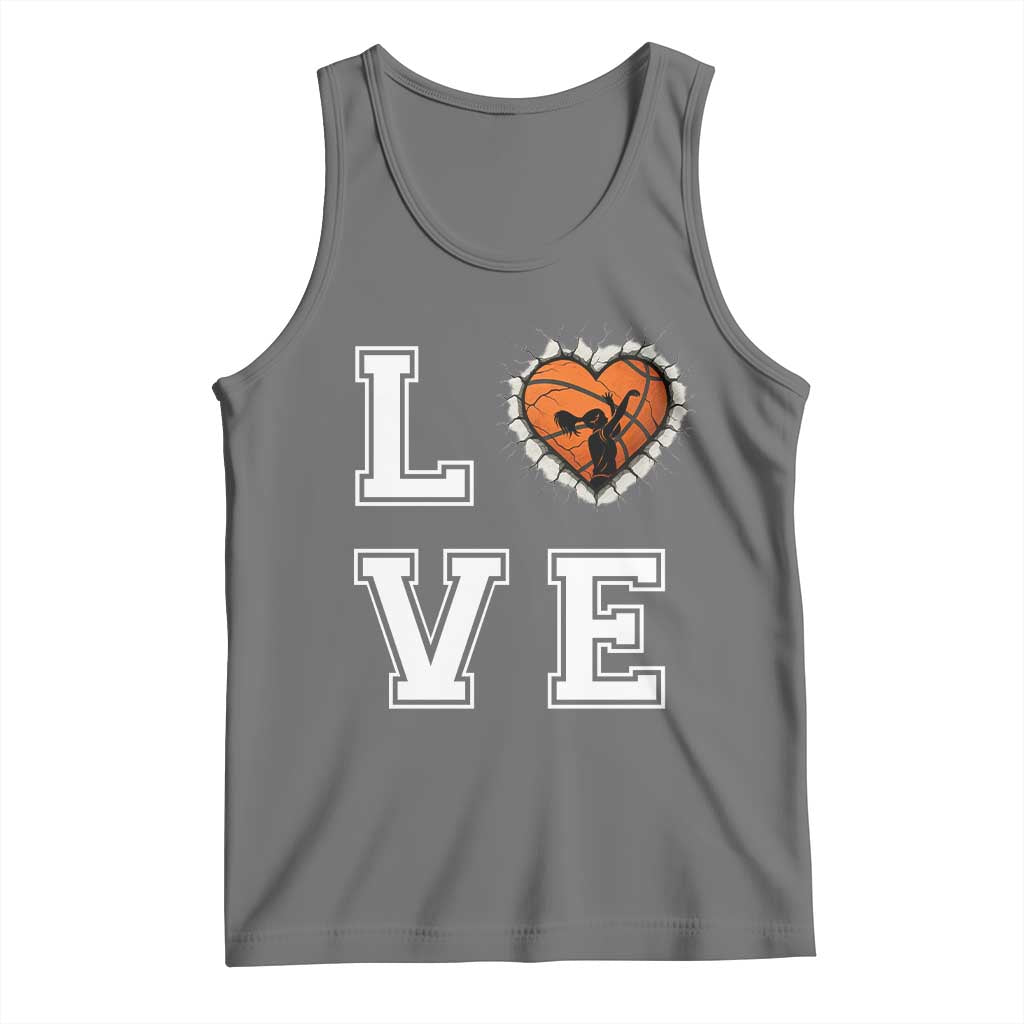 Love Basketball Tank Top Cracked Ball Graphic For Sport Lover TS12 Black Heather Print Your Wear