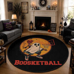 Funny Black Ghost Halloween Basketball Round Rug Boosketball Dunk Gift
