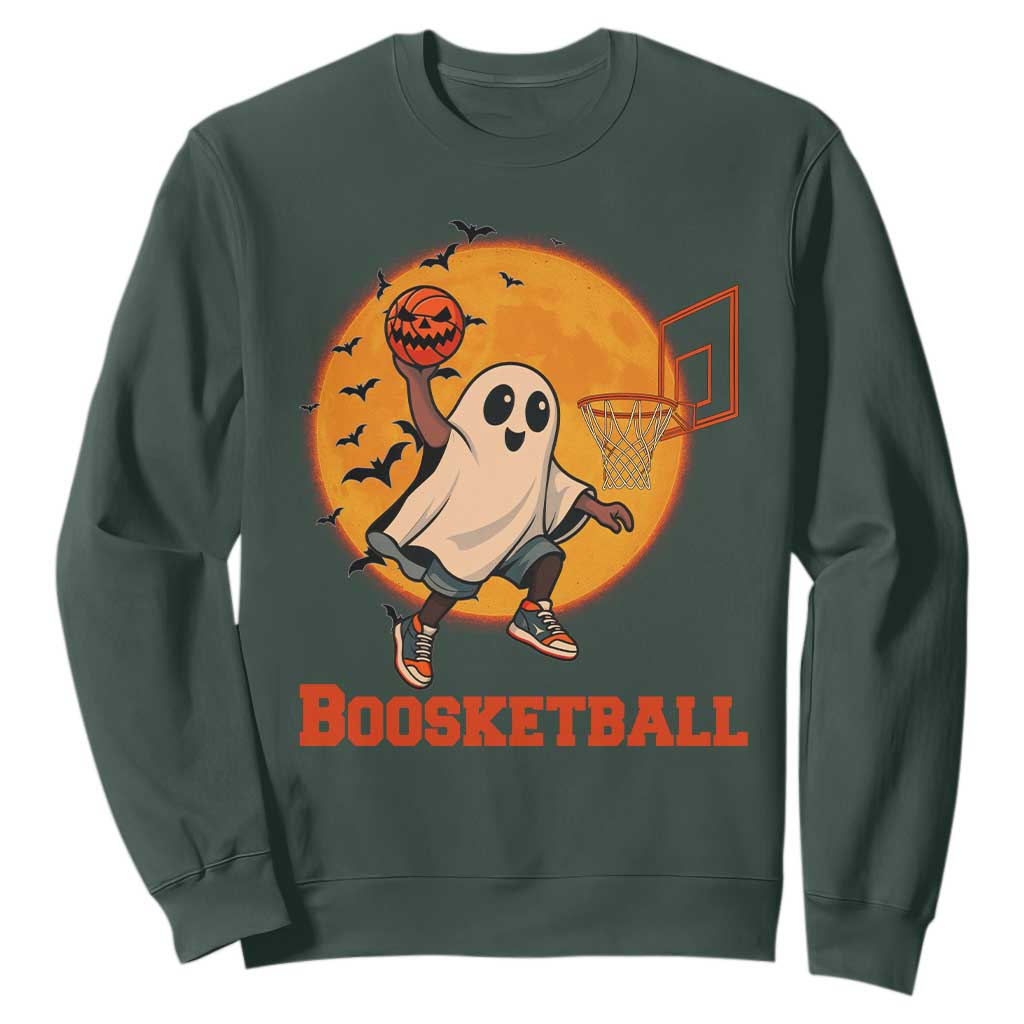 Funny Black Ghost Halloween Basketball Sweatshirt Boosketball Dunk Gift TS12 Dark Forest Green Print Your Wear