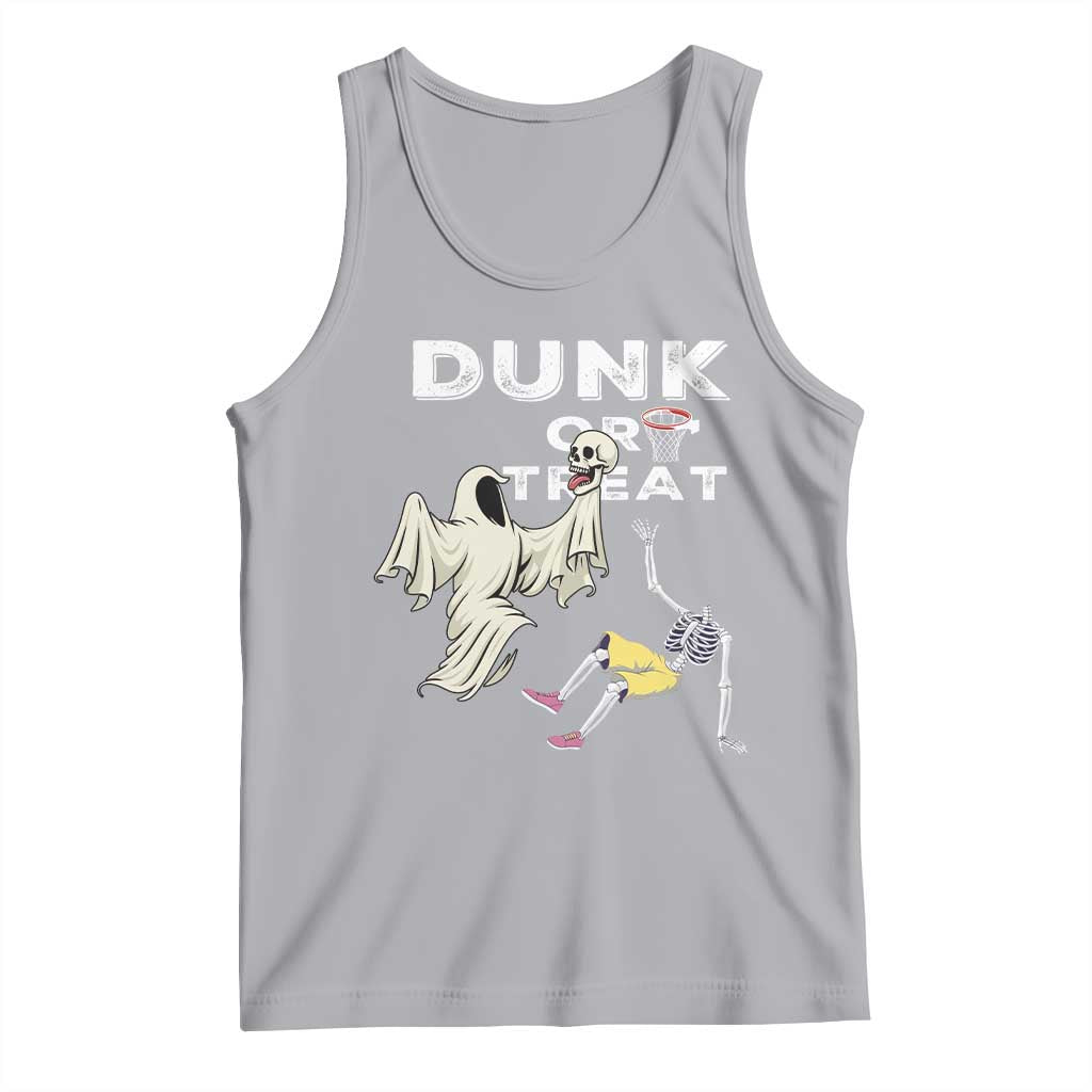 Halloween Dunk Or Treat Tank Top Funny Skeleton And Ghost Playing Basketball TS12 Athletic Heather Print Your Wear