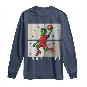 Hoop Life Long Sleeve Shirt Halloween Zombie Basketball Spooky Game TS12 Navy Print Your Wear