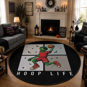 Hoop Life Round Rug Halloween Zombie Basketball Spooky Game