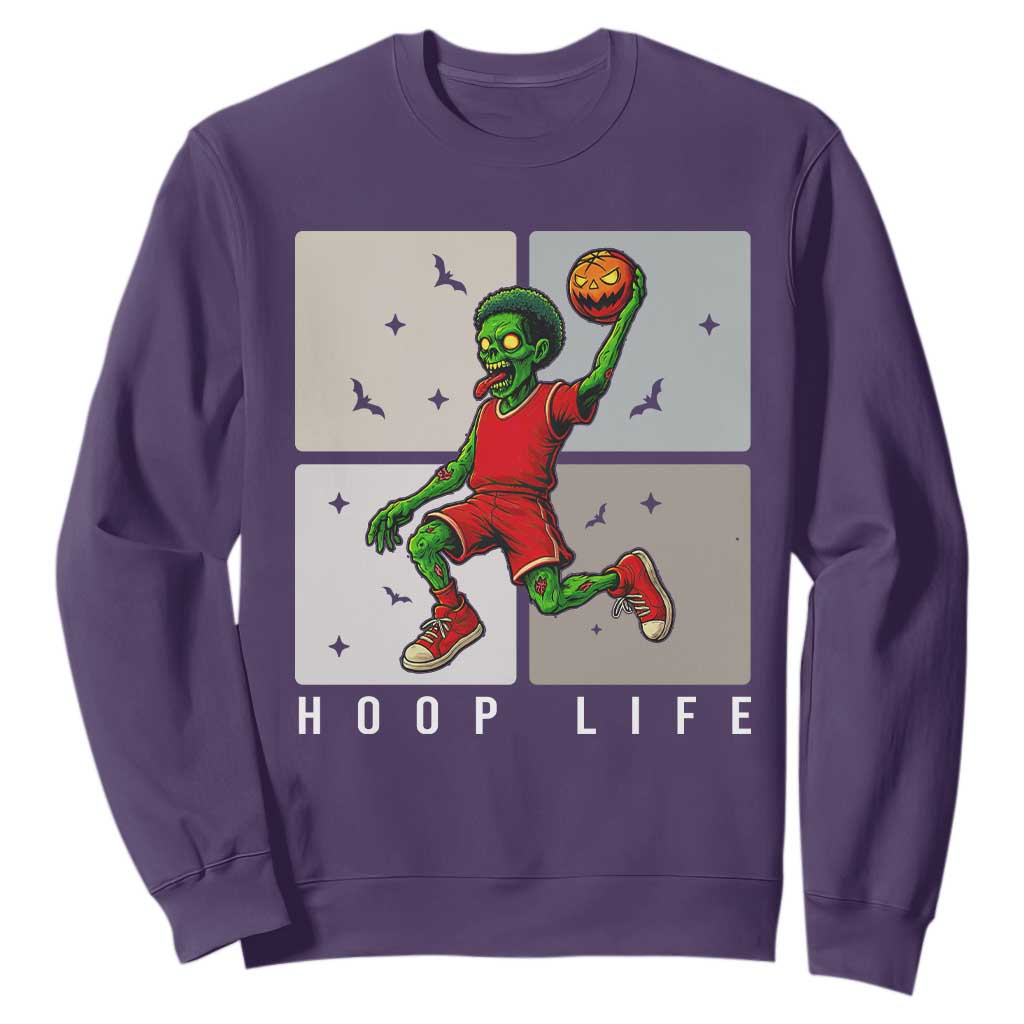 Hoop Life Sweatshirt Halloween Zombie Basketball Spooky Game TS12 Purple Print Your Wear