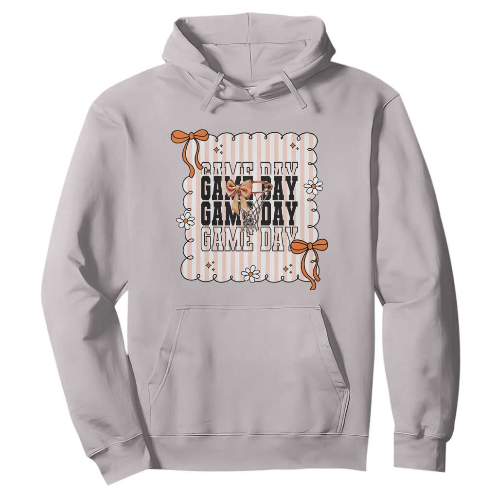Basketball Game Day Hoodie Retro Coquette Bow Gift For Sport Lovers TS12 Ice Gray Print Your Wear